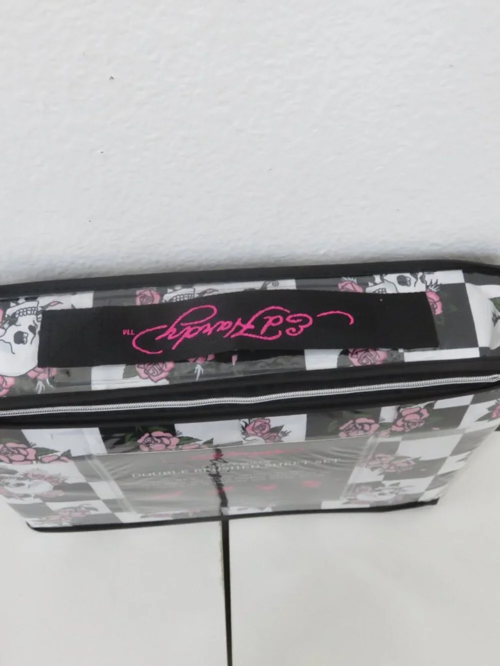 Ed Hardy 6pc Queen Sheet Set Black White Checkered Print & Skulls
